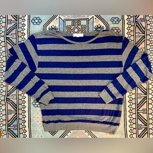Forever 21 Blue & Gray Striped Long Sleeve Top – Size M- EUC